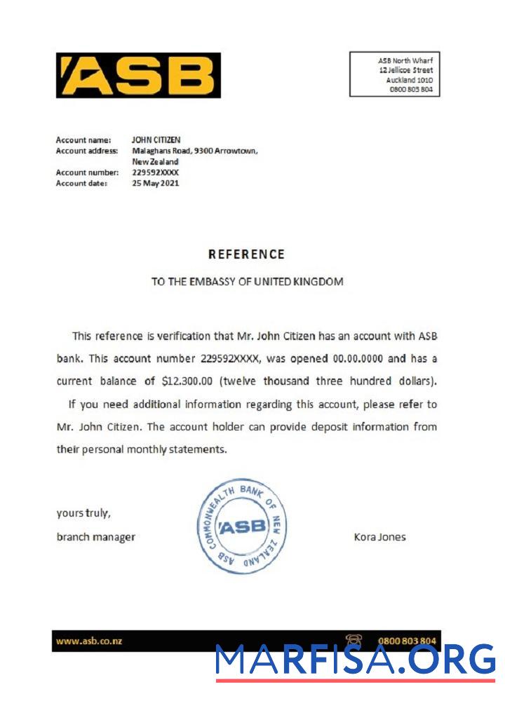 Downloadable New Zealand ASB reference template